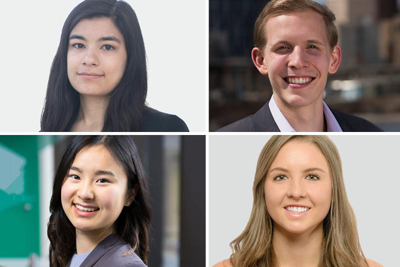 Meet the 2018 President's Award winners, clockwise from upper left: Rena Far, Samuel Geisterfer, Gabrielle Wagner, and Simei (Amy) Li.