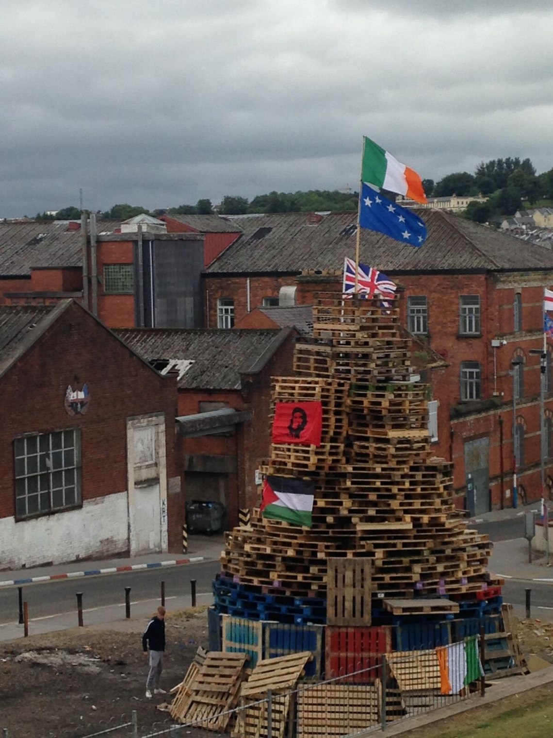 A giant bonfire is prepared in Derry. Brooke Bull visited Belfast and Derry during Marching season, when tensions run high in Northern Ireland. 