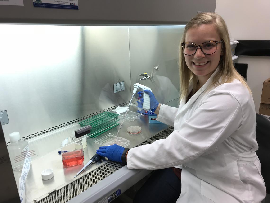 Karys Hildebrand, Faculty of Kinesiology, is investigating a type of rare cancer called Rhabdomyosarcoma, a soft tissue tumour that occurs in cells that typically become skeletal muscle.