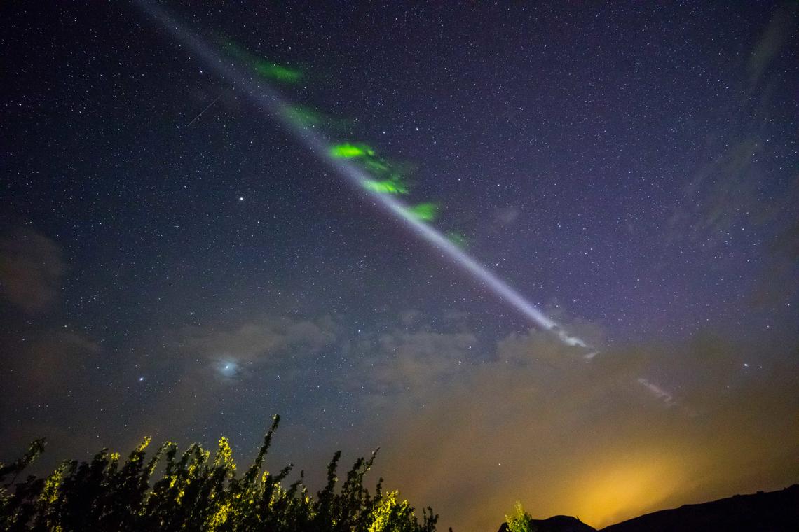 STEVE, as seen over Starland County, Alta., appears as an unmistakably bright ribbon, extending for hundreds of thousands of kilometres.