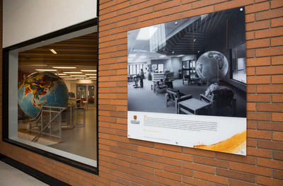 A display posted outside the Gallagher Library located in the science complex.