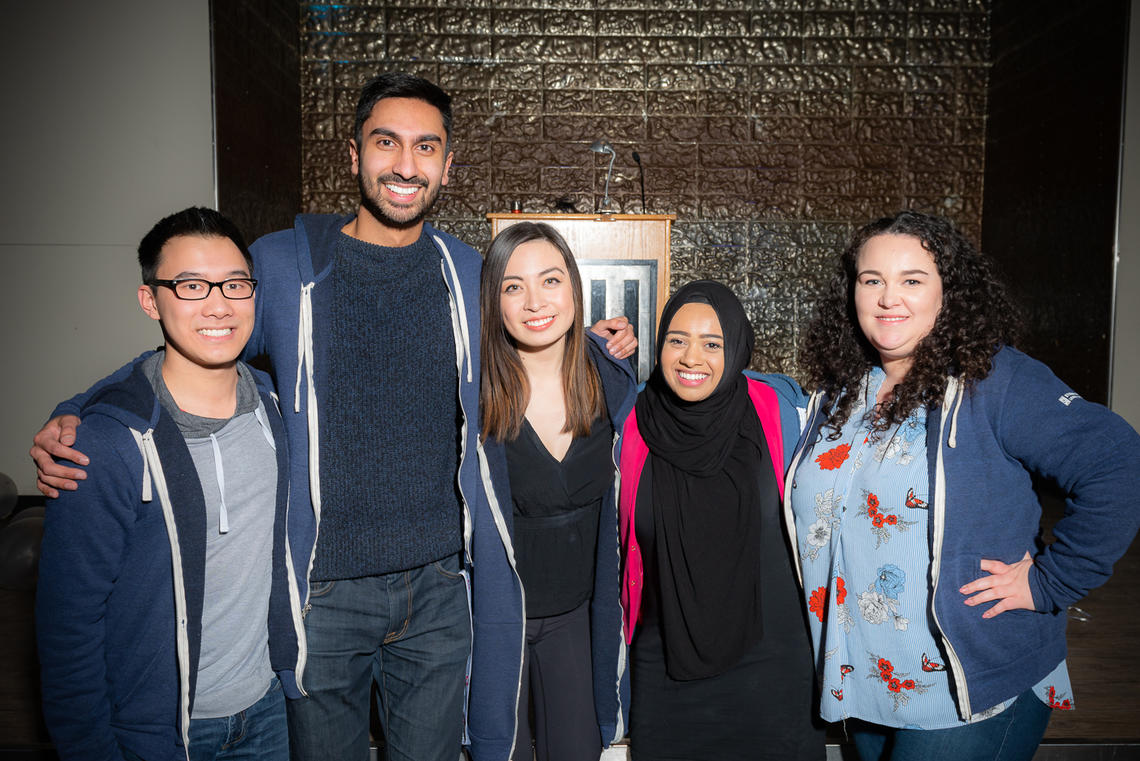 The 77th Students' Legislative Council executive, from left: Kevin Dang, Omer Mansoor, Jessica Revington, Sadiya Nazir and Alisha Gordon.