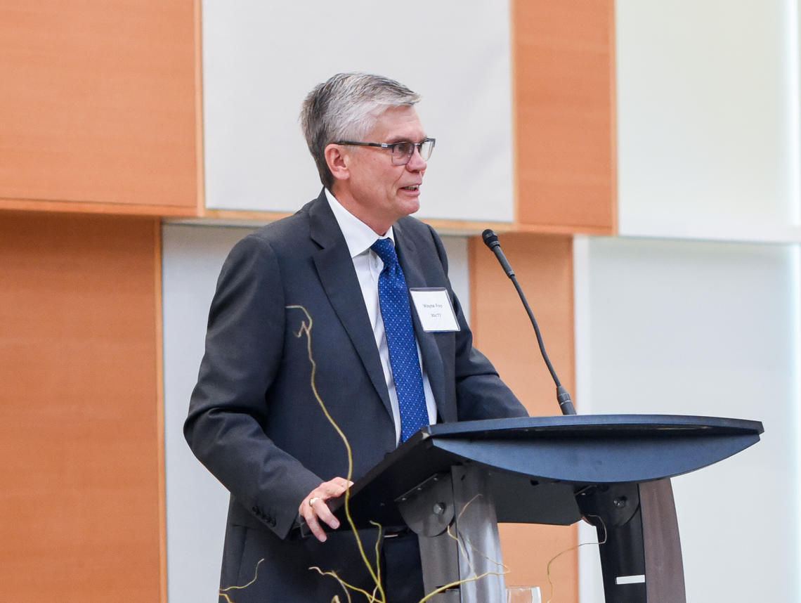 Wayne Foo speaks at the Parex Resources Innovation Fellowships announcement in October 2019.