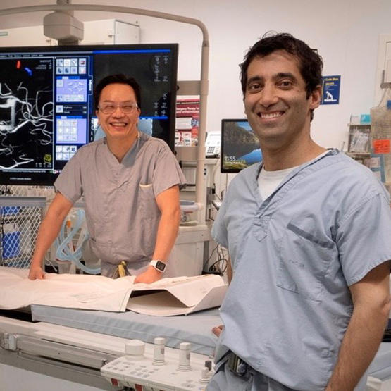 John Wong, left, and Alim Mitha co-founded Fluid Biotech with the goal of improving the lives of patients who have brain aneurysms.