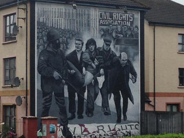 Mural depicts violence at civil rights marches, located in Derry’s Bogside community.