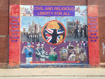 A mural in Belfast’s Shankill area, depicting Unionist civil liberties discourse with reference to the Orange parades