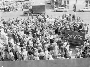 Pancake breakfast during Calgary Exhibition and Stampede festivities, Calgary, Alberta