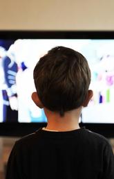 Little boy staring at computer screen