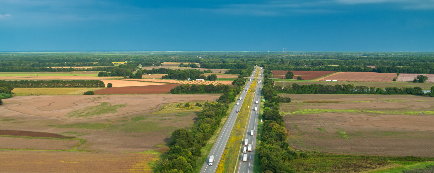 Aerial view of a highway