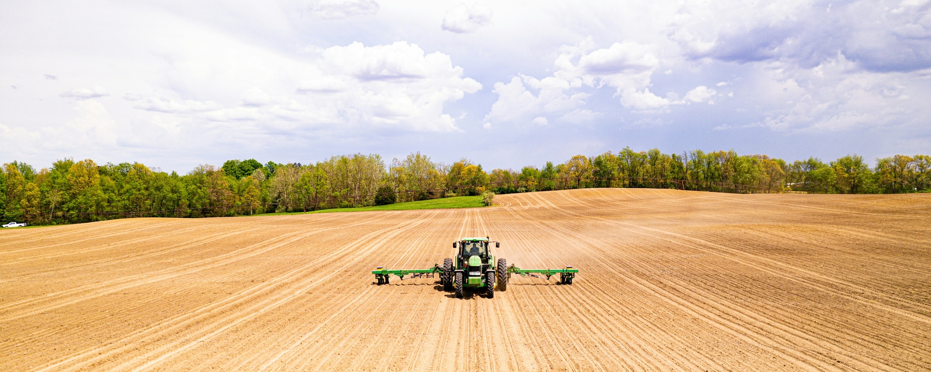 Tractor in grain field