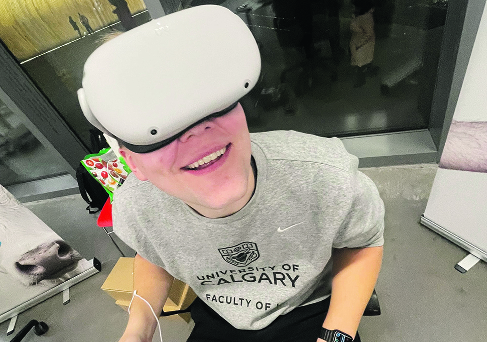 Person wearing VR goggles