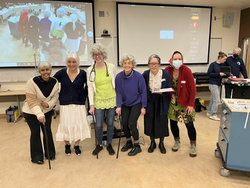 CPR Competition participants dressed up as grandmas.