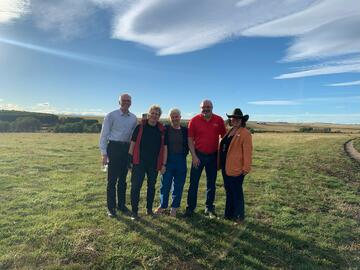 Sept 24, 2024 - Deans Aoife Mac Namara (Arts), Kristin Baetz (Science), and Anders Nygren (Schulich School of Engineering) joined Dean Renate Weller (Veterinary Medicine) and Dr. Ed Pajor at W.A. Ranches for a behind-the-scenes look at  UCalgary’s research and teaching in action.