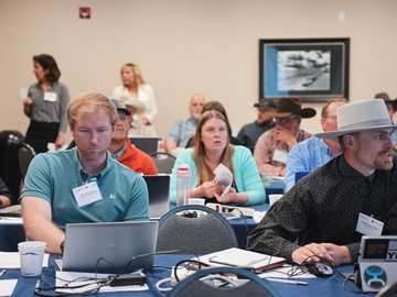Tables of workshop participants