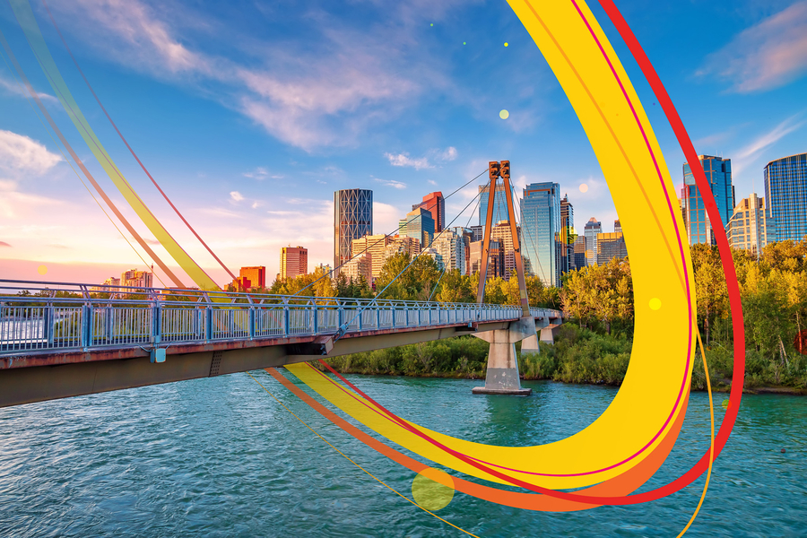 Downtown Calgary with abstract lines