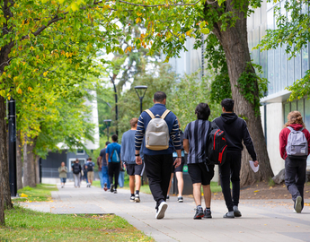 students walking on campus